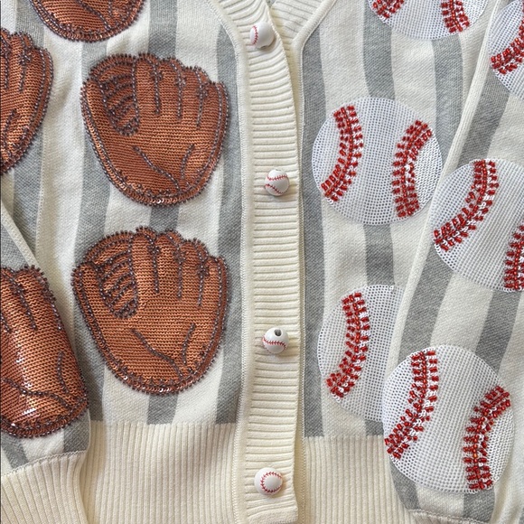 NWT Queen of Sparkles Baseball Cardigan - Picture 3 of 5